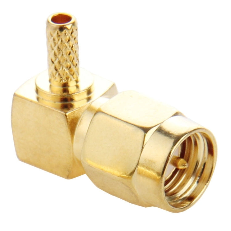 10 Uds. Conector macho SMA de engarzado chapado en oro adaptador conector RF de ángulo recto de 90 grados para Cable RG174/RG316/RG179, Crimp SMA Male Plug Right Angle