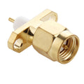 Adaptador de conector de soldadura dieléctrico corto, montaje en Panel, 2 agujeros, macho SMA chapado en oro, 10 Uds., SMA Male 2 Holes