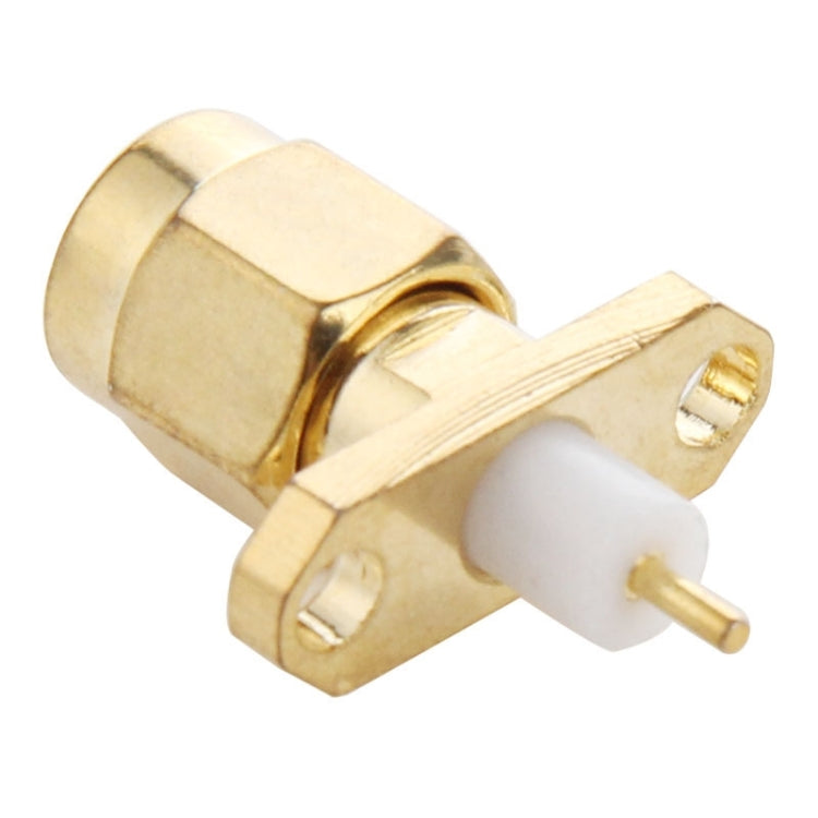 Adaptador de conector de soldadura dieléctrico corto, montaje en Panel, 2 agujeros, macho SMA chapado en oro, 10 Uds., SMA Male 2 Holes