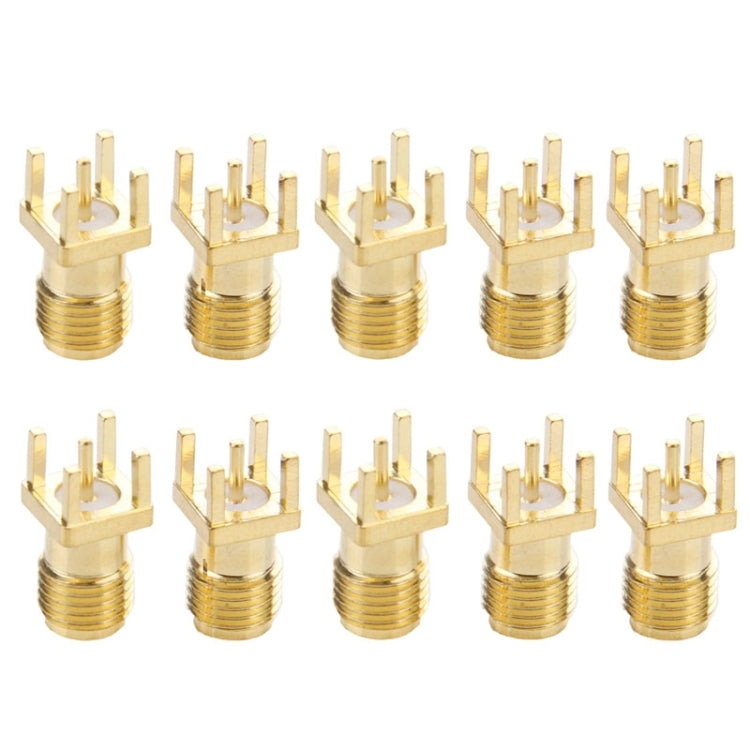 10 PCS chapado en oro SMA hembra montaje en panel PCB cuadrado igualmente adaptador de conector RF, SMA Female