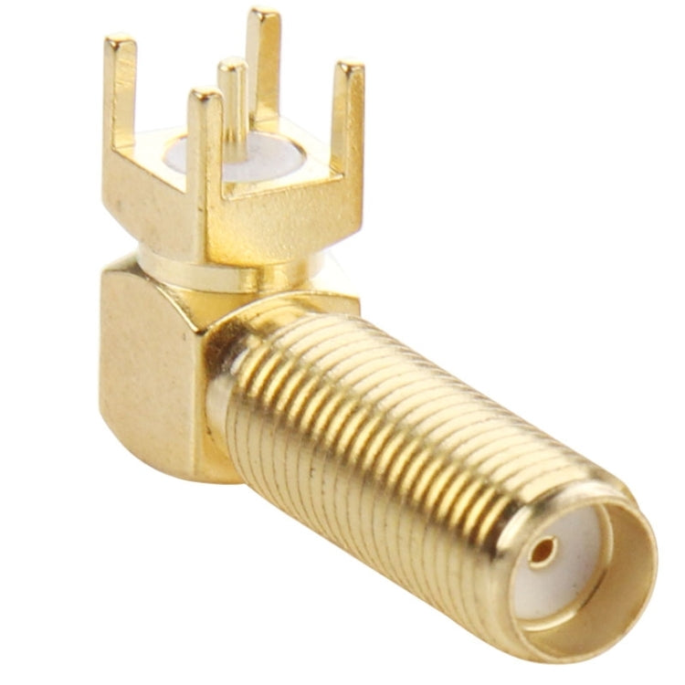 10 piezas chapado en oro SMA hembra ángulo recto 90 grados Panel PCB montaje 4,0mm adaptador de conector cuadrado, SMA Female Right Angle