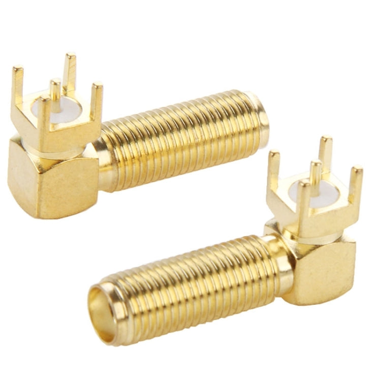 10 piezas chapado en oro SMA hembra ángulo recto 90 grados Panel PCB montaje 4,0mm adaptador de conector cuadrado, SMA Female Right Angle