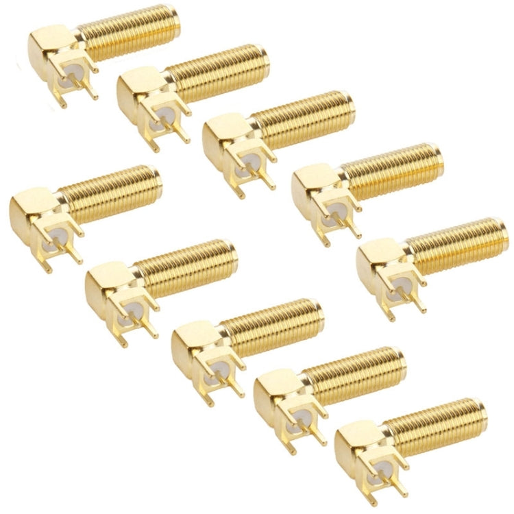 10 piezas chapado en oro SMA hembra ángulo recto 90 grados Panel PCB montaje 4,0mm adaptador de conector cuadrado, SMA Female Right Angle