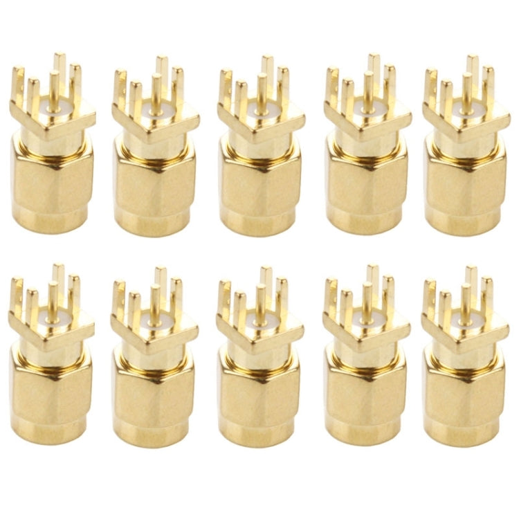 10 Uds conector macho SMA chapado en oro PCB montaje en borde soldadura adaptador conector RF de 0,62 pulgadas, SMA Male Jack Socket