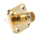 10 Uds. Adaptador de conector de soldadura dieléctrico extendido de montaje en Panel de chasis SMA hembra chapado en oro de 4 agujeros, SMA Female 4 Holes