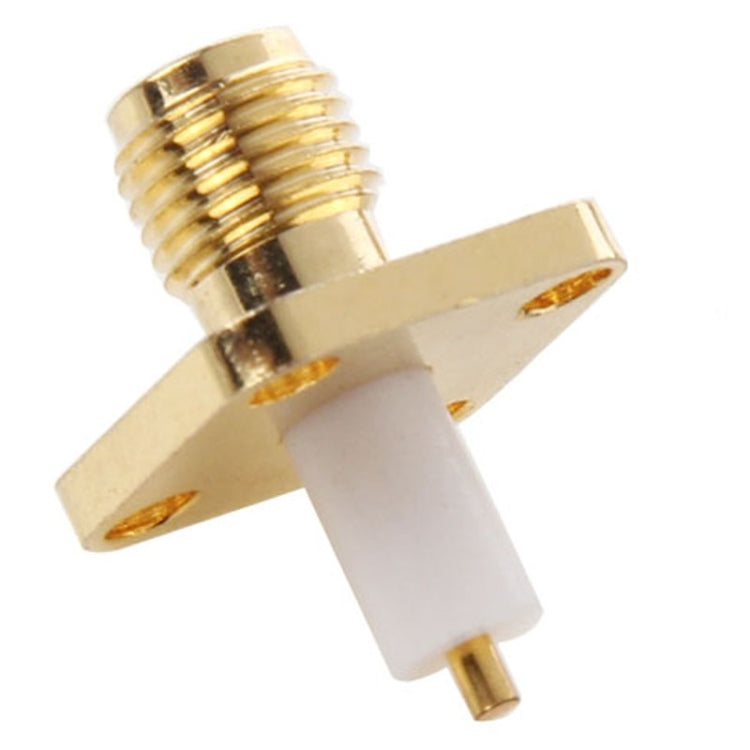 10 Uds. Adaptador de conector de soldadura dieléctrico extendido de montaje en Panel de chasis SMA hembra chapado en oro de 4 agujeros, SMA Female 4 Holes