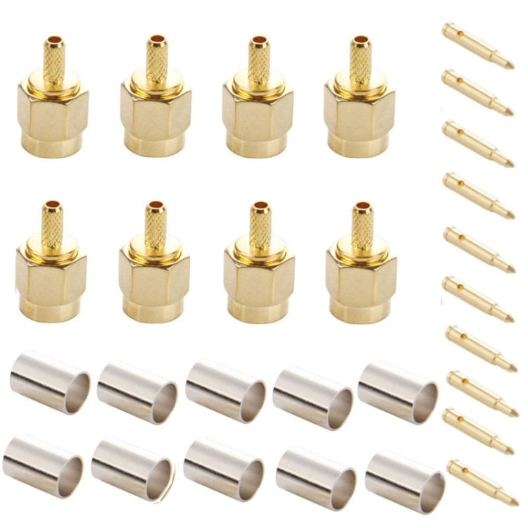 Adaptador de conector RF con conector macho SMA, chapado en oro, 10 Uds., para Cable RG174/RG316/RG188/RG179, Crimp SMA Male Plug