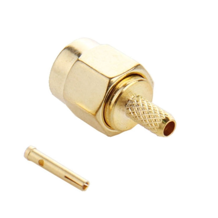 10 PCS chapado en oro engarzado RP-SMA macho Pin adaptador de conector RF, Crimp RP-SMA Male Plug