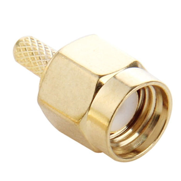10 PCS chapado en oro engarzado RP-SMA macho Pin adaptador de conector RF, Crimp RP-SMA Male Plug