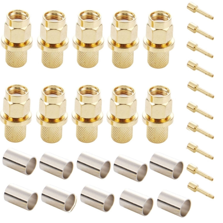 10 Uds LMR300 5D-FB adaptador conector RF chapado en oro RP-SMA macho Pin engarzado, RP-SMA Male Plug