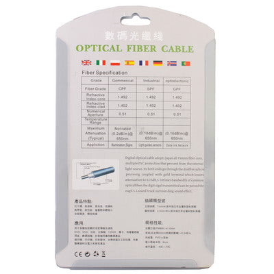 Cable Toslink de fibra óptica de audio digital, diámetro exterior: 4,0 mm (chapado en oro), 1.5m