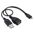 Cable adaptador convertidor OTG de host micro USB a USB 2.0 macho y USB 2.0 hembra, longitud: aproximadamente 30 cm, Micro USB to USB 2.0 AM+AF