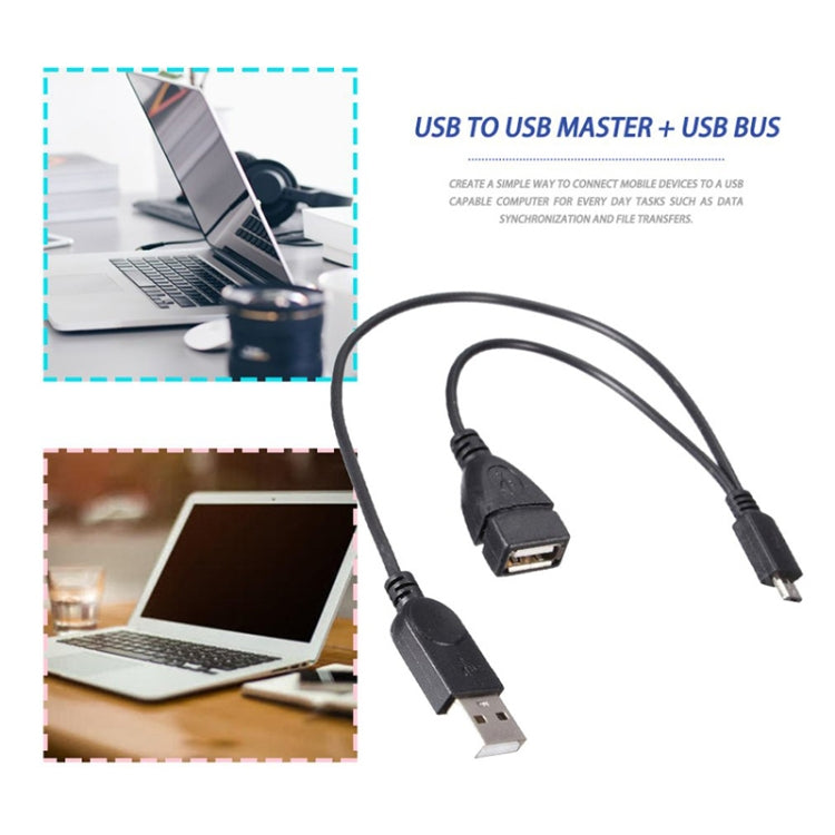 Cable adaptador convertidor OTG de host micro USB a USB 2.0 macho y USB 2.0 hembra, longitud: aproximadamente 30 cm, Micro USB to USB 2.0 AM+AF