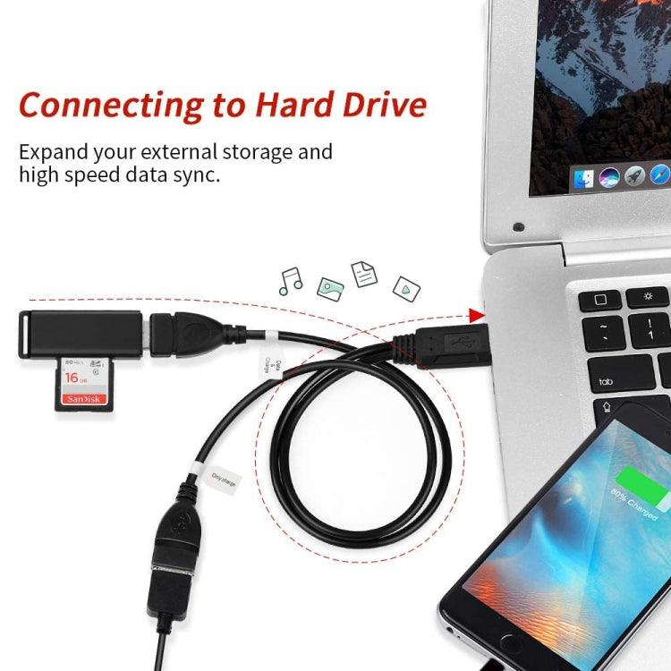 Cable adaptador USB 2.0 macho a 2 USB hembra dual para computadora / computadora portátil, longitud: aproximadamente 30 cm, USB 2.0 AM to 2 USB 2.0 AF