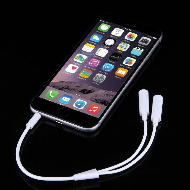 Cable de audio estéreo con conector macho a 2 hembra de 3,5 mm para iPhone 6S y 6S Plus y 6 y 6 Plus y 5, iPad Air 2 y Air, Samsung, iPod portátil, MP3, longitud: 24 cm, 3.5mm Male to 2 Female