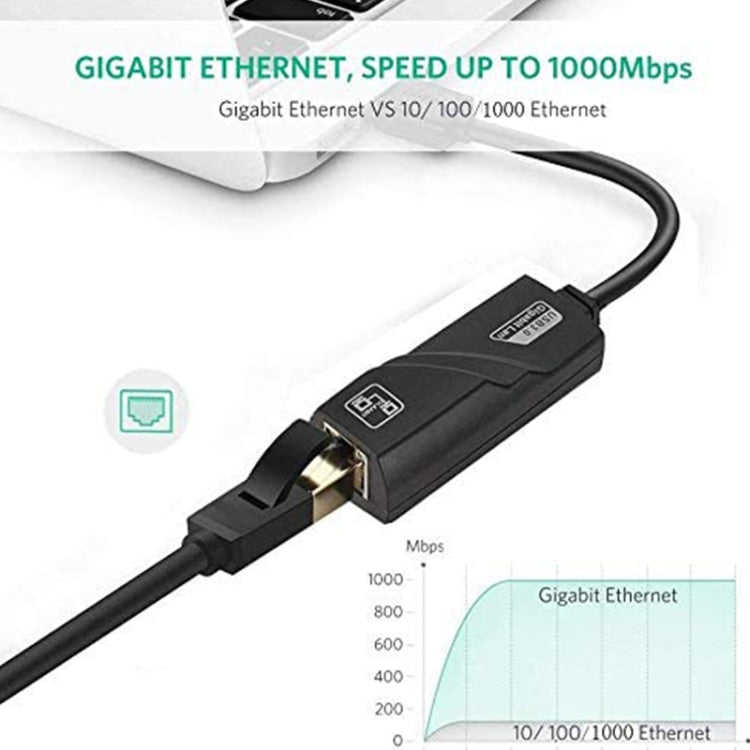 Adaptador Ethernet USB 3.0 10/100/1000Mbps para portátiles, Plug and play, USB 3.0 1000 Mbps