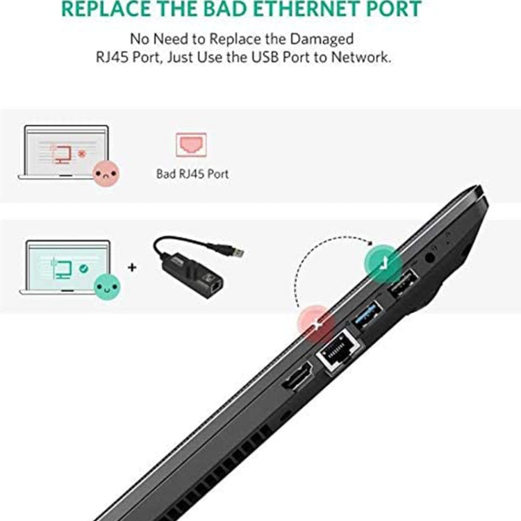 Adaptador Ethernet USB 3.0 10/100/1000Mbps para portátiles, Plug and play, USB 3.0 1000 Mbps