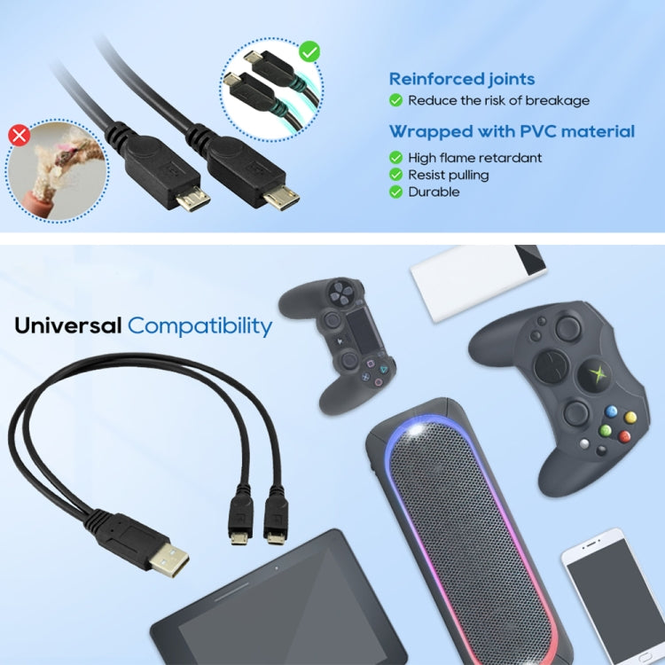 Cable USB 2.0 macho a 2 micro USB macho, longitud: unos 30 cm, USB 2.0 AM  to 2 Micro USB