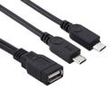 Cable USB 2.0 hembra a 2 micro USB macho, longitud: unos 30 cm, USB 2.0 AF to 2 Micro USB