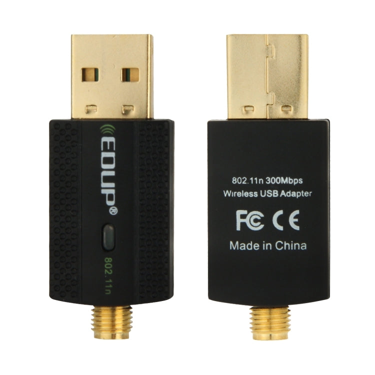 EDUP EP-N1581 Mini USB Wifi 802.11n/g/b 300Mbps 2.4GHz Adaptador inalámbrico Antena externa, EP-N1581