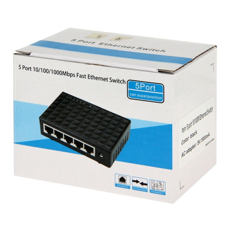 Conmutador de escritorio Ethernet de 5 puertos 10/100/1000 Mbps, 5 Ports 10/100/1000Mbps