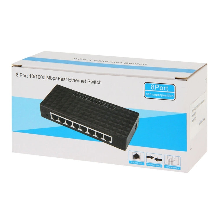 Conmutador de escritorio Ethernet de 8 puertos 10/100/1000 Mbps, 8 Ports 10/100/1000Mbps