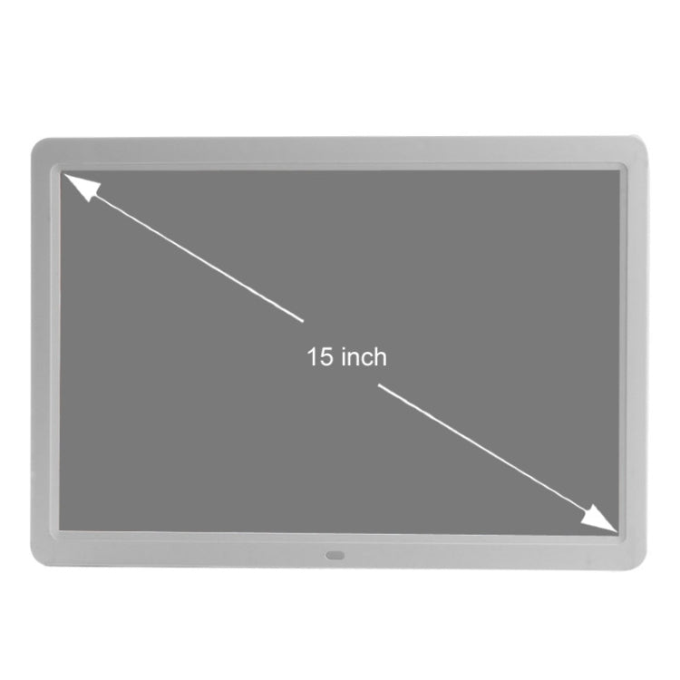 Marco de fotos digital con suspensibilidad de pantalla ancha LED de 15 pulgadas 1280 x 800 16: 9 con soporte y control remoto, compatible con disco flash SD / MicroSD / MMC / MS / XD / USB, 15 inch
