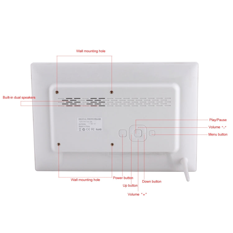 Marco de fotos digital de 12,1 pulgadas con soporte y control remoto, programa Allwinner F16, compatible con disco flash SD / MMC / USB, 12.1 Inch