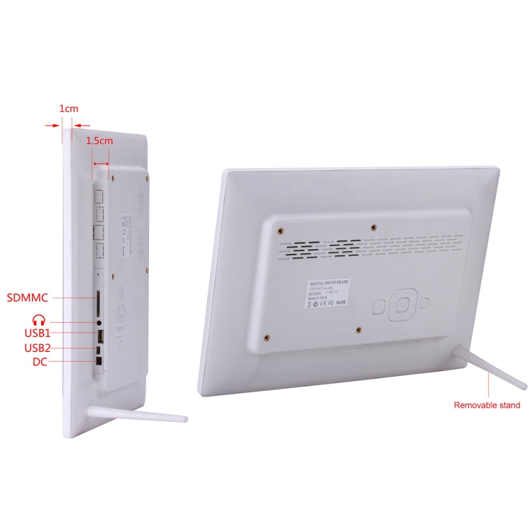 Marco de fotos digital de 12,1 pulgadas con soporte y control remoto, programa Allwinner F16, compatible con disco flash SD / MMC / USB, 12.1 Inch