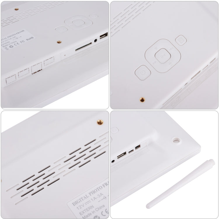 Marco de fotos digital de 12,1 pulgadas con soporte y control remoto, programa Allwinner F16, compatible con disco flash SD / MMC / USB, 12.1 Inch