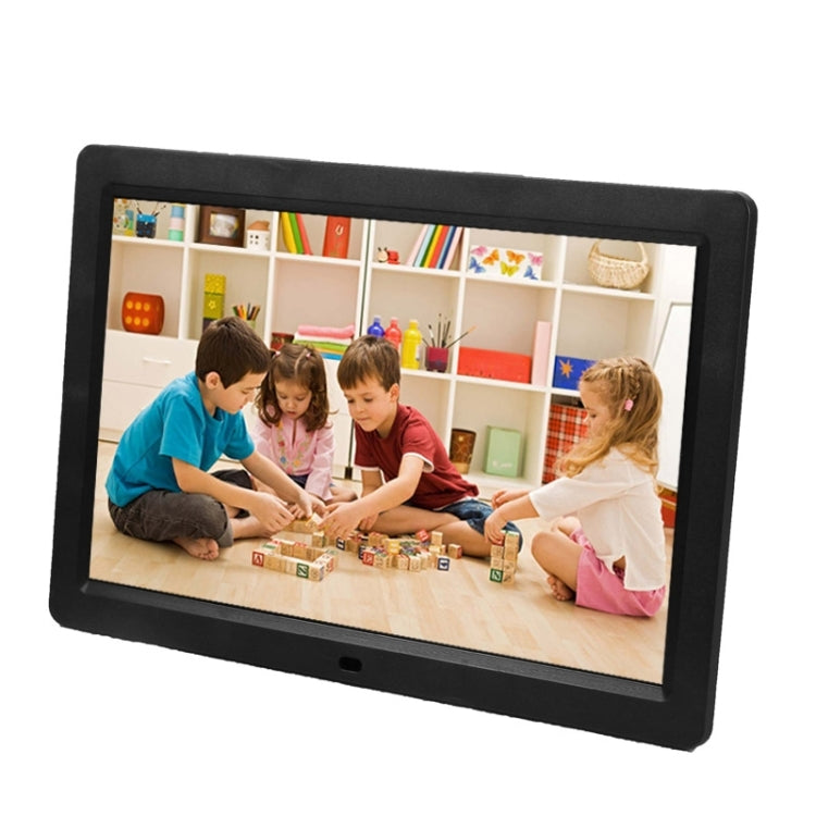 Marco de fotos digital multimedia con pantalla LED de 12 pulgadas con soporte y reproductor de música y películas, compatible con entrada de tarjeta USB / SD / Micro SD / MMC / MS / XD