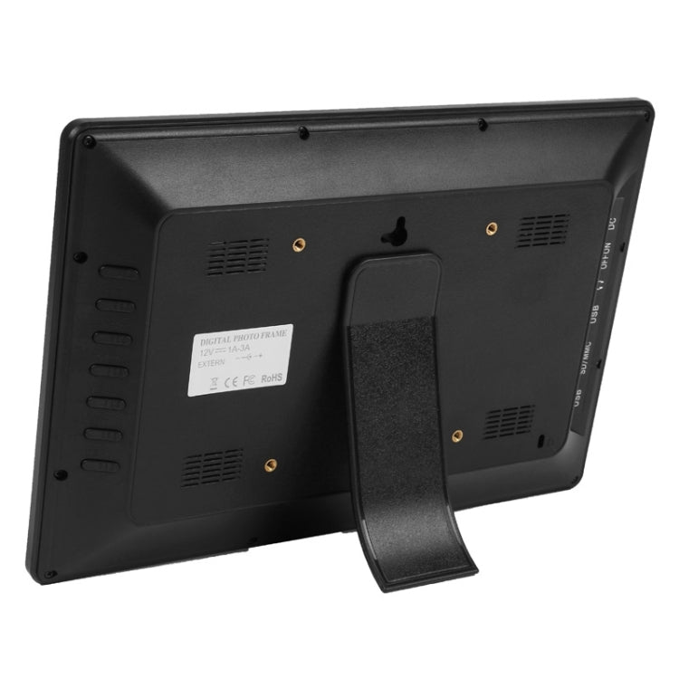 Marco de fotos digital multimedia con pantalla LED de 12 pulgadas con soporte y reproductor de música y películas, compatible con entrada de tarjeta USB / SD / Micro SD / MMC / MS / XD