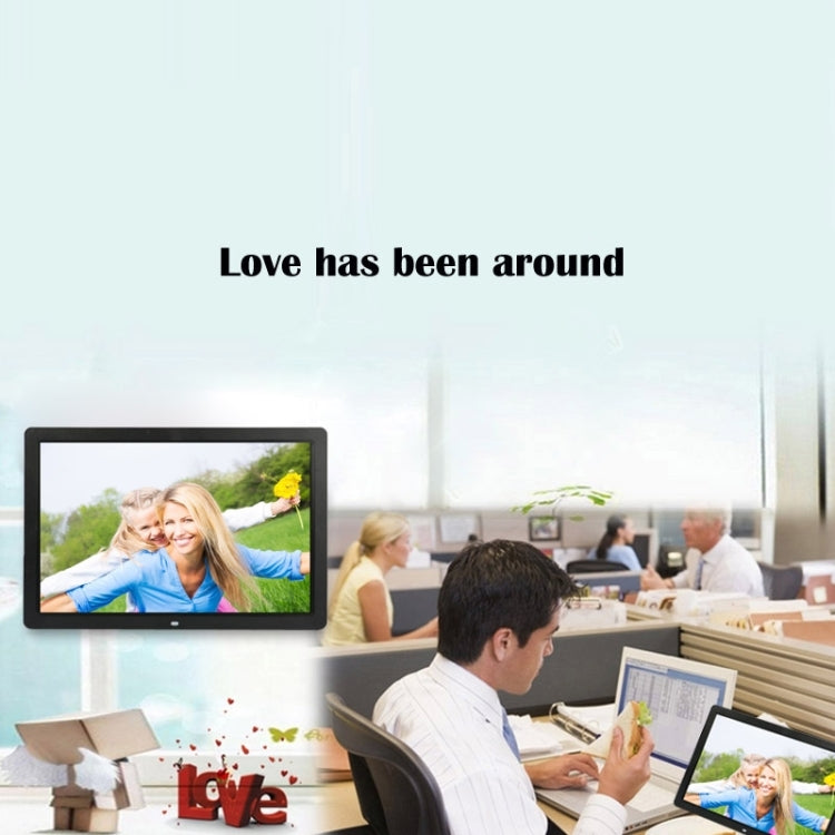 Marco de fotos digital multimedia con pantalla LED HD 1080P de 17 pulgadas con soporte y reproductor de música y películas, compatible con entrada de tarjeta USB / SD / MS / MMC, 17 inch