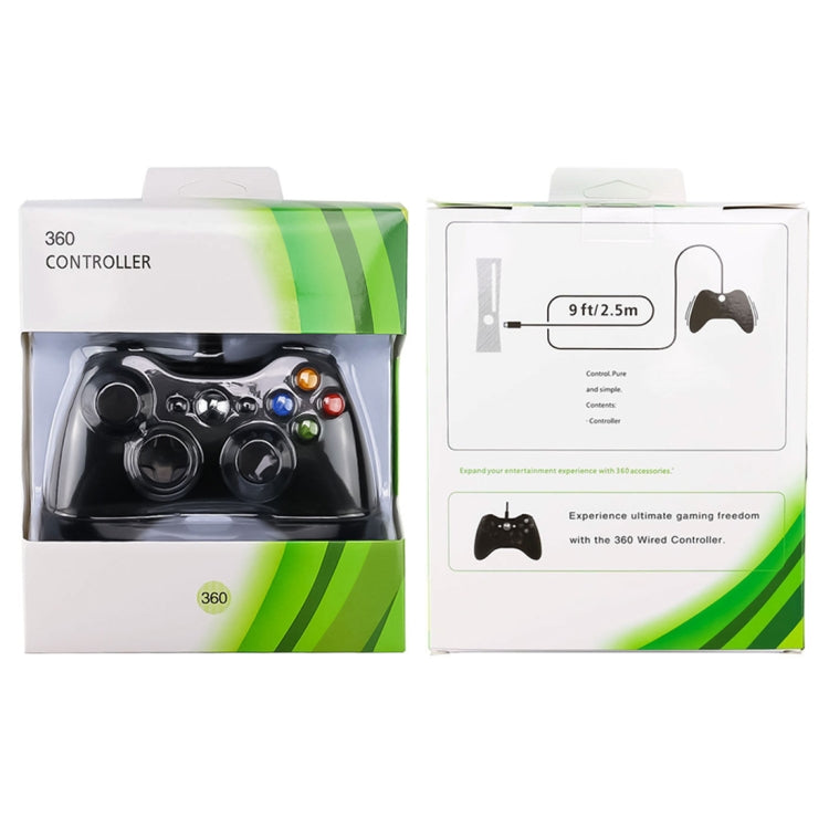 Controlador con cable USB 2.0 Gamepad para XBOX360, Plug and Play, Longitud del cable: 2,5 m, For XBOX360, For XBOX360 (Black)