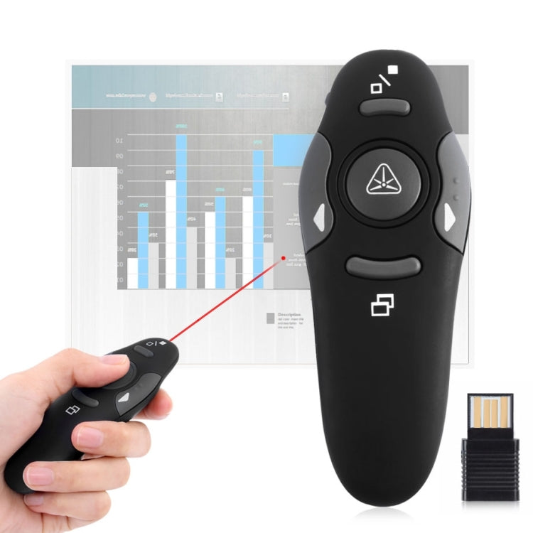 Presentador multimedia con puntero láser y receptor USB para proyector/PC/portátil, distancia de control: 15 m, 016