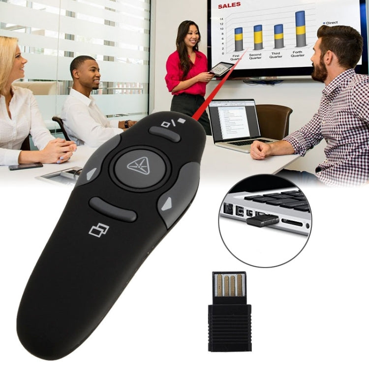 Presentador multimedia con puntero láser y receptor USB para proyector/PC/portátil, distancia de control: 15 m, 016