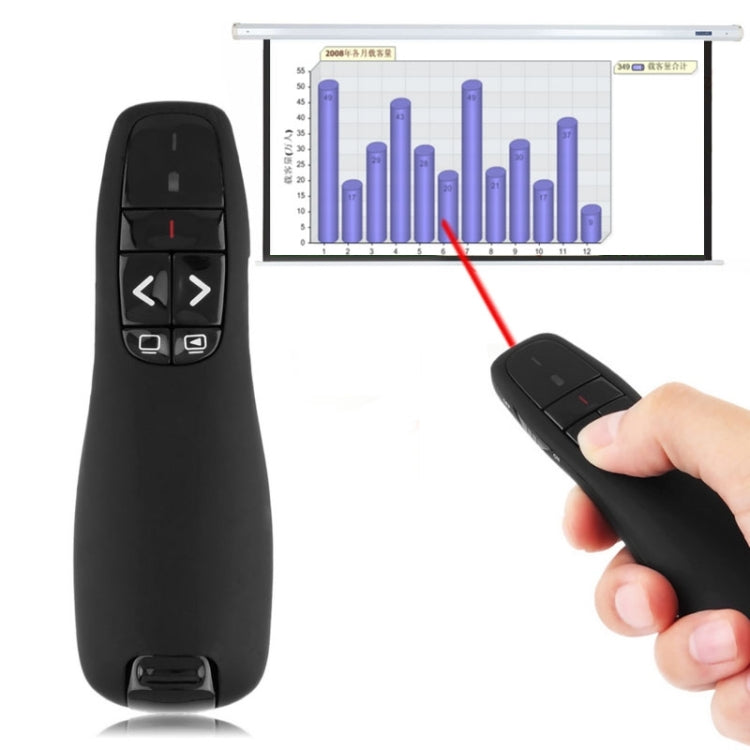 Presentador multimedia con puntero láser y receptor USB para proyector/PC/portátil, distancia de control: 15 m (R400)