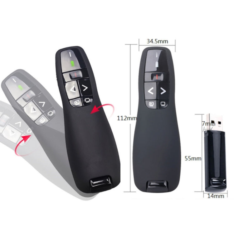 Presentador multimedia con puntero láser y receptor USB para proyector/PC/portátil, distancia de control: 15 m (R400)