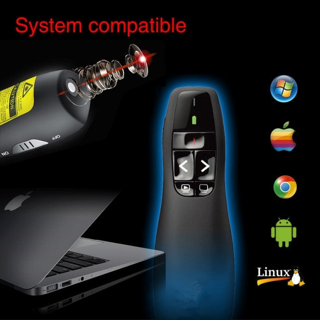 Presentador multimedia con puntero láser y receptor USB para proyector/PC/portátil, distancia de control: 15 m (R400)