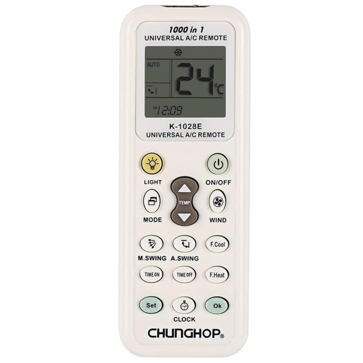 Chunghop K-1028E 1000 en 1 Control remoto universal de aire acondicionado con linterna, K-1028E with Flashlight