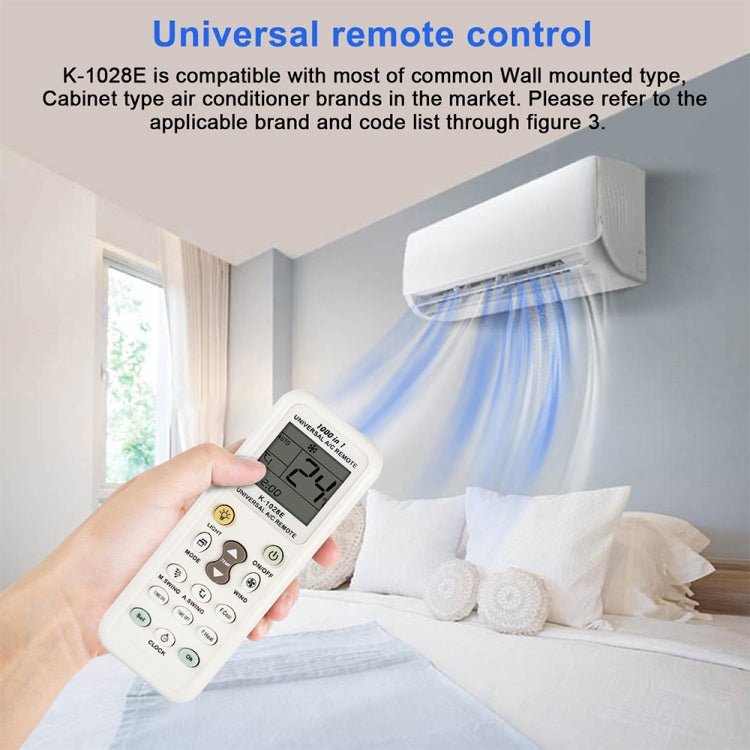 Chunghop K-1028E 1000 en 1 Control remoto universal de aire acondicionado con linterna, K-1028E with Flashlight