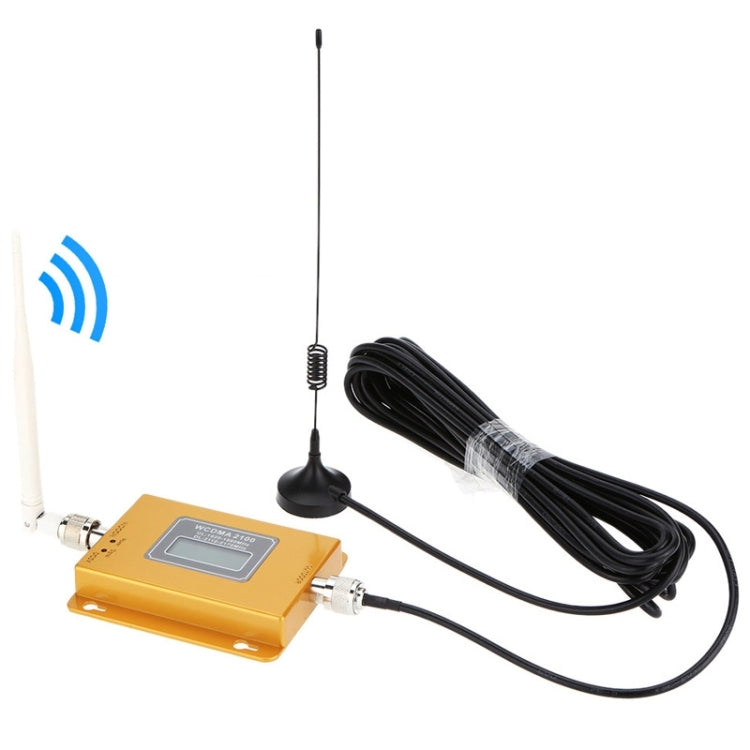 Amplificador de señal de teléfono móvil WCDMA 2100MHz/repetidor de señal LCD con antena de ventosa, WCDMA 2100MHz