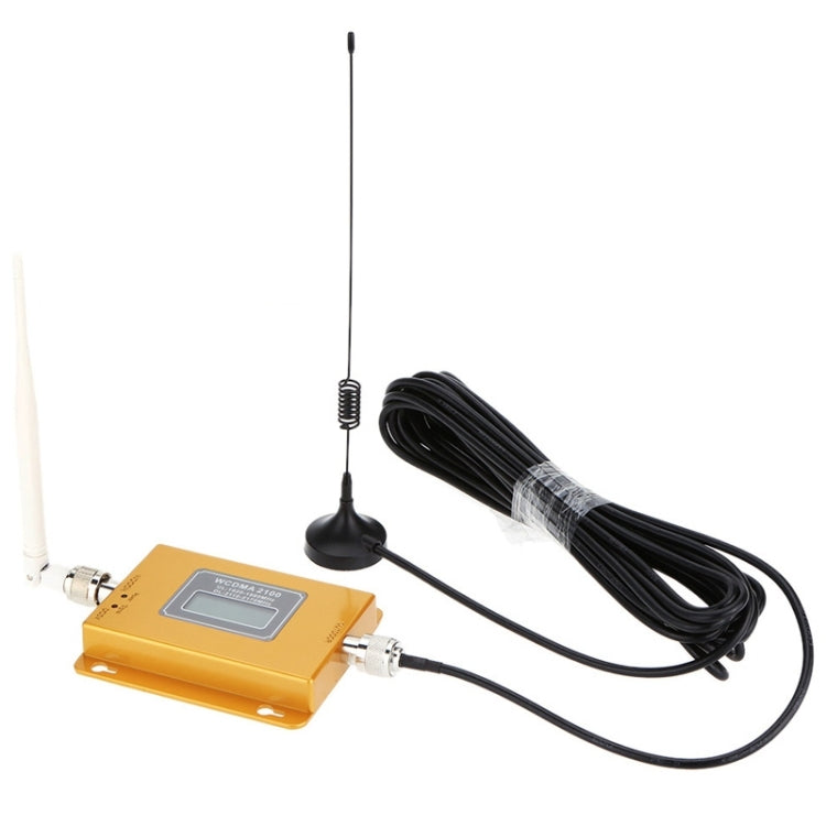 Amplificador de señal de teléfono móvil WCDMA 2100MHz/repetidor de señal LCD con antena de ventosa, WCDMA 2100MHz