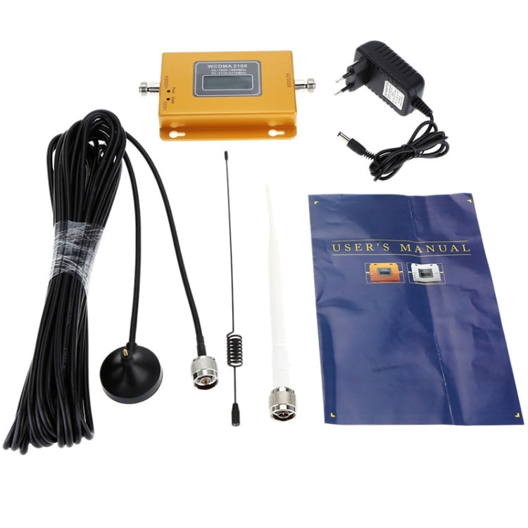 Amplificador de señal de teléfono móvil WCDMA 2100MHz/repetidor de señal LCD con antena de ventosa, WCDMA 2100MHz
