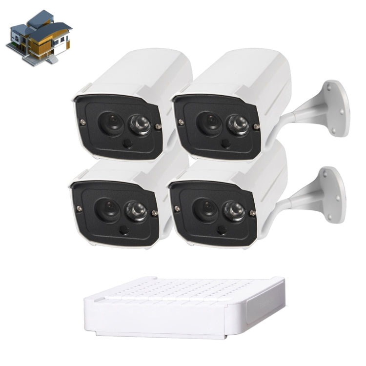N4B7-Mini/L Kit NVR de cámara IP de 4 canales 720P de 1,0 megapíxeles, compatible con visión nocturna/detección de movimiento, distancia IR: 20 m, N4B7-Mini/L