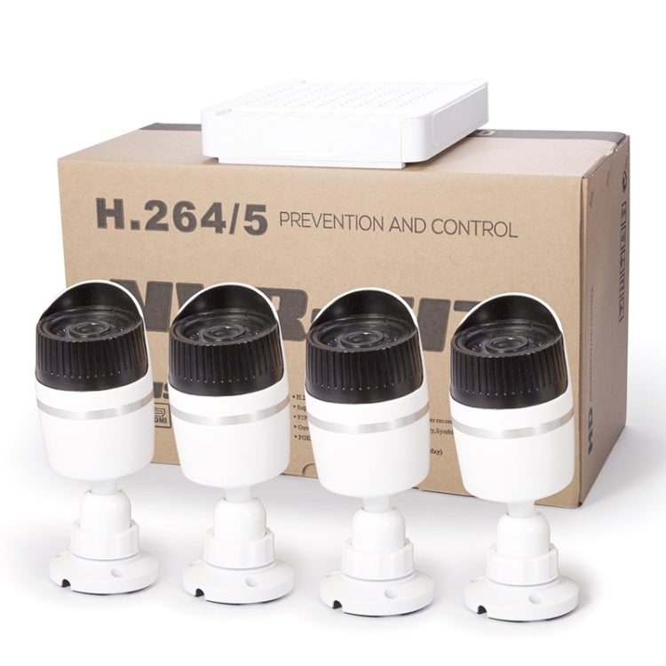 N4B-Mini/L Kit NVR de cámara IP de 4 canales 720P de 1,0 megapíxeles, compatible con visión nocturna/detección de movimiento, distancia IR: 20 m, N4B-Mini/L