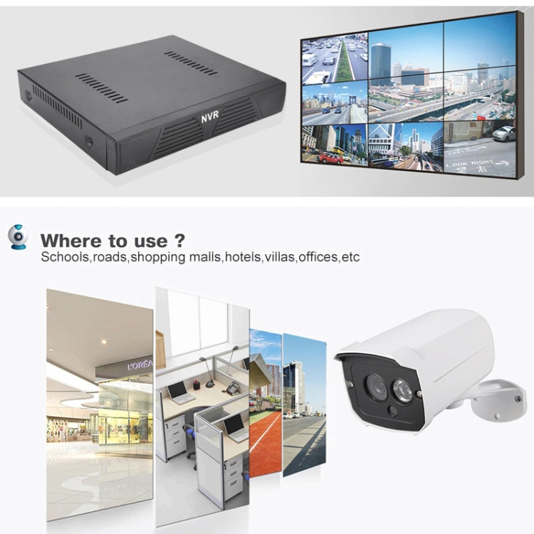 N4B7M 4Ch 960P P2P ONVIF Kit NVR de cámara IP de 1,3 megapíxeles, compatible con visión nocturna/detección de movimiento, distancia IR: 20 m, N4B7M/Kit