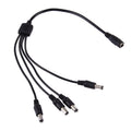 Cable de alimentación CC de 1 conector hembra a 4 macho de 5,5 x 2,1 mm