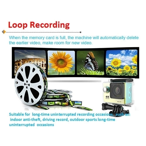 H9 4K Ultra HD1080P 12MP Cámara deportiva WiFi con pantalla LCD de 2 pulgadas, lente gran angular de 170 grados, resistente al agua hasta 30 m, H9 4K (Yellow), H9 4K (White), H9 4K (Silver), H9 4K (Blue), H9 4K (Gold), H9 4K (Pink), H9 4K (Black)