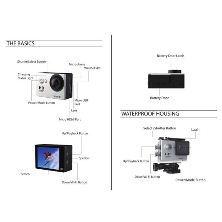 H9 4K Ultra HD1080P 12MP Cámara deportiva WiFi con pantalla LCD de 2 pulgadas, lente gran angular de 170 grados, resistente al agua hasta 30 m, H9 4K (Yellow), H9 4K (White), H9 4K (Silver), H9 4K (Blue), H9 4K (Gold), H9 4K (Pink), H9 4K (Black)
